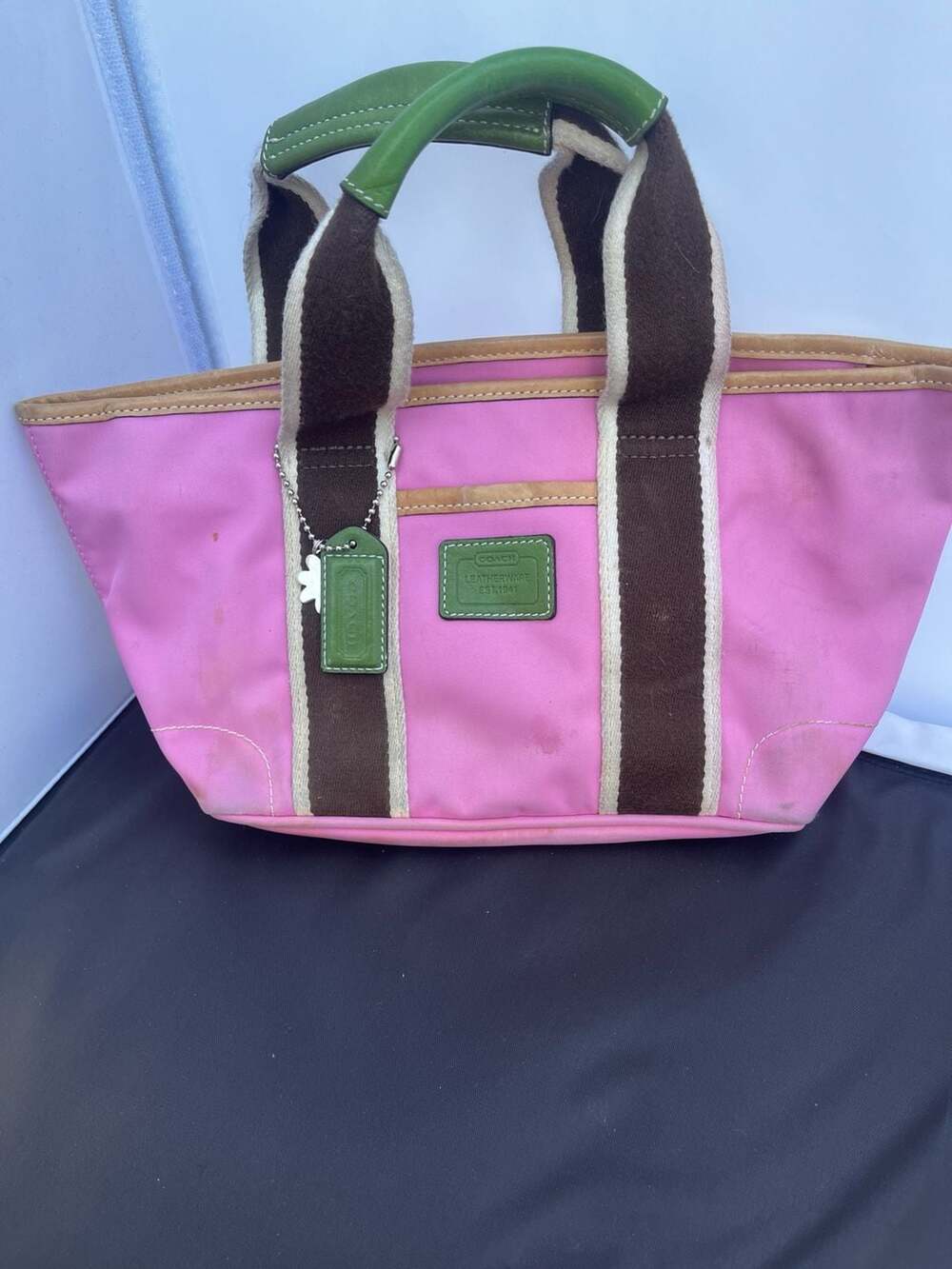 Coach Hamptons Mini Tote Bag 6268 Pink Brown Green